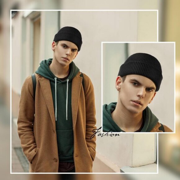 ⚡Unisex Dark Gray, Coffee, Navy, Black 4 Pieces Watch Hat Fisherman Beanie - Picture 3 of 6